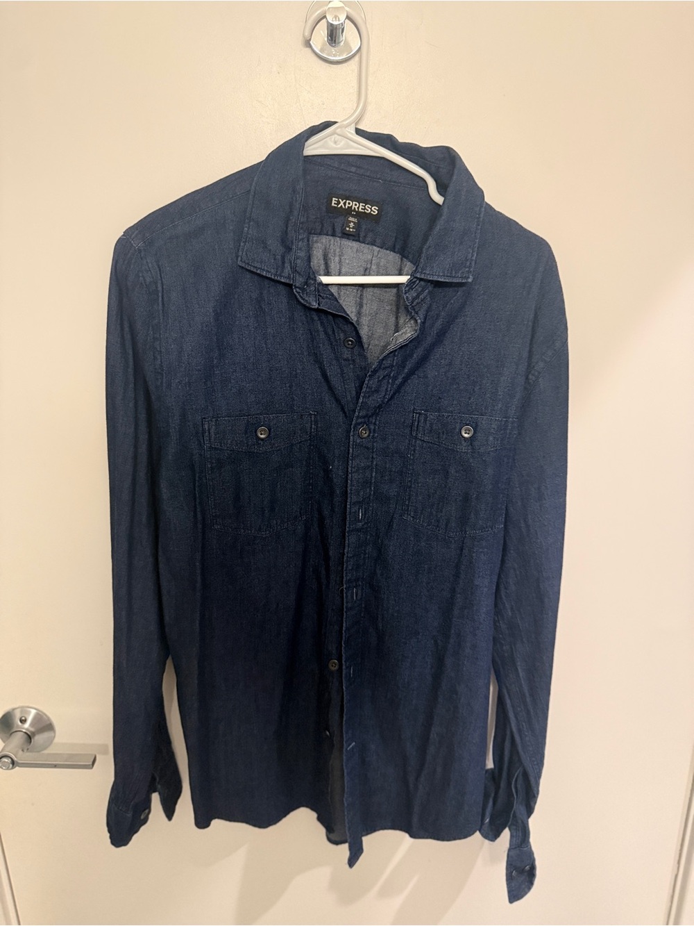 Express Men's Indigo Denim Button-Front Shirt